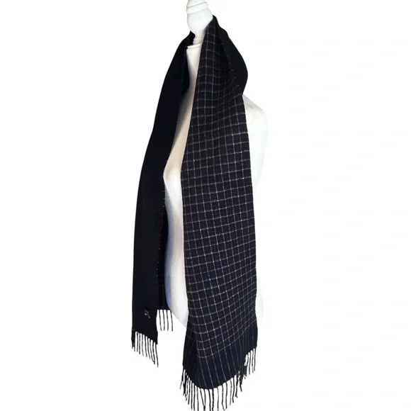J.Crew Cashmere winter long scarf unisex luxury comfy coat fringe blue red soft - Picture 7 of 16